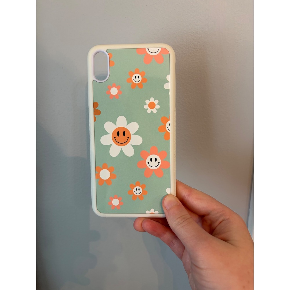 iPhone XS Max Phone Case Unisex XS Max Sage Green Retro Daisy Smiley Face Case